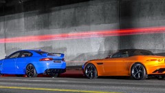 Blue orange cars racing