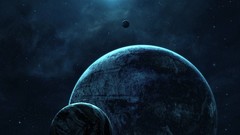 Blue outer space planets