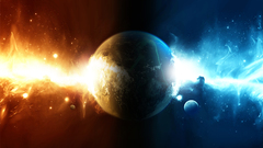 Blue outer space red