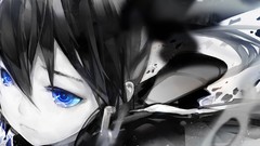 Blue paint Anime close-up monochrome chains anime girls black 