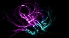 Blue pink abstract black background colors swirls minimalistic