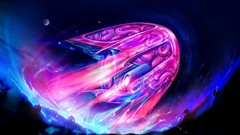 Blue pink abstract multicolor artwork digital art