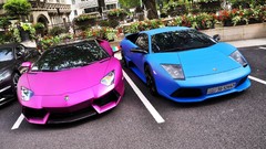 Blue pink cars Lamborghini