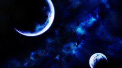 Blue planets nebulae outer space digital art
