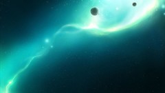 Blue planets nebulae outer space digital art