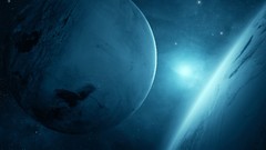 Blue planets outer space digital art qauz