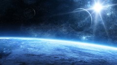 Blue planets science fiction outer space digital art