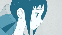 Blue Profile blue background faces water drops blue hair anime 
