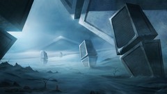Blue pyramids science fiction illustrations fantasy art