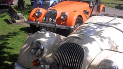 Blue red cars orange