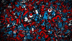 Blue red Characters artwork
