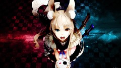 Blue red eyes Anime rouge animal ears redjuice artwork