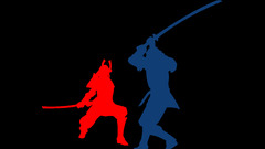 Blue red fight samurai
