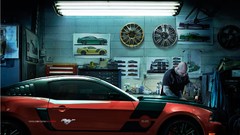 Blue red Ford cobra workshop tattoos burnout Ford mustang 