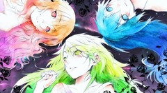 Blue red Green Anime red eyes long hair anime girls blue eyes 