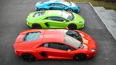 Blue red Green three Lamborghini-Aventador