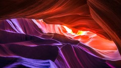 Blue red lights canyon rocks Antelope Canyon