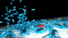 Blue red medicine pills