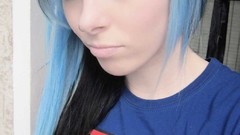 Blue red pink purple Green scene queen black hair emo girl