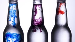 Blue red Violet colors bottles bleeding