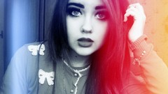 Blue red woman lights paradise brunettes