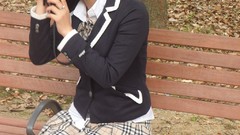 Blue school asians tan models black hair Korean Ryu Ji Hye