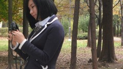 Blue school asians tan models black hair Korean Ryu Ji Hye