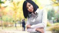 Blue school asians tan models black hair Korean Ryu Ji Hye