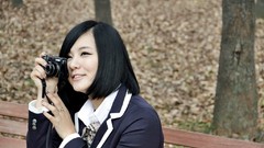 Blue school asians tan models black hair Korean Ryu Ji Hye