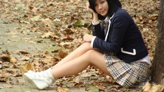 Blue school asians tan models black hair Korean Ryu Ji Hye