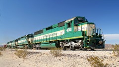 Blue skies locomotives deserts trains