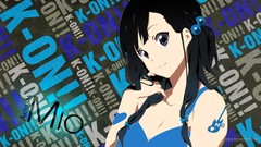 Blue smiling long hair anime girls akiyama mio k - on black hair