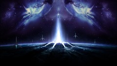 Blue spaceships fan art halo outer space Halo 4 master chief