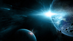 Blue star static planets shining Meteors