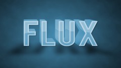 Blue text Flux light blue