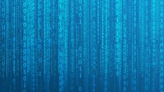 Blue text matrix binary