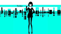 Blue text Shoes dress anime girls short hair pantyhose original 