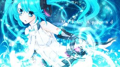 Blue text tie fireflies tattoos blush long hair anime girls 