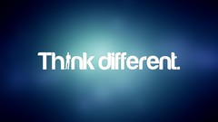 Blue text Typography think different