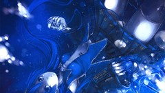 Blue tie microphones skirts filter blue hair long hair blue 