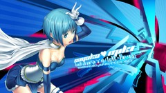 Blue Typography gloves tongue skirts blue hair anime girls blue 