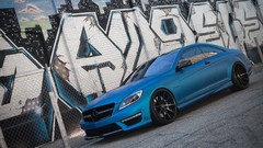 Blue wall graffiti wheels street Mercedes-Benz