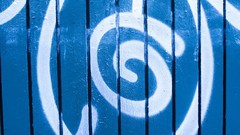 Blue wall graffiti Wood