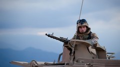 Blue War Army soldiers military German machine gun skies NATO 