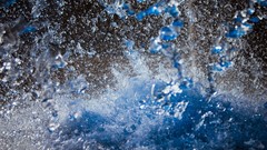 Blue water drops splashes