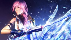 Blue weapons crystals lips Final Fantasy gloves Swords pink 