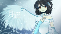Blue wings dress anime girls brown eyes short hair
