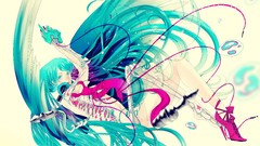 Blue wings tie skeletons long hair anime girls hatsune miku 
