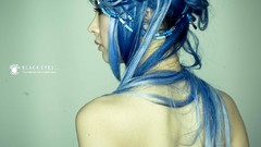 Blue woman asians artwork topless