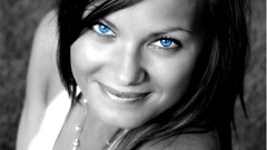 Blue woman blue eyes teen black and blue selective coloring